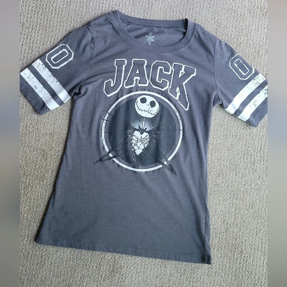 Disney Nightmare Before Christmas Jack Short Sleeve Grey Graphic Tee Shirt - Picture 9 of 12